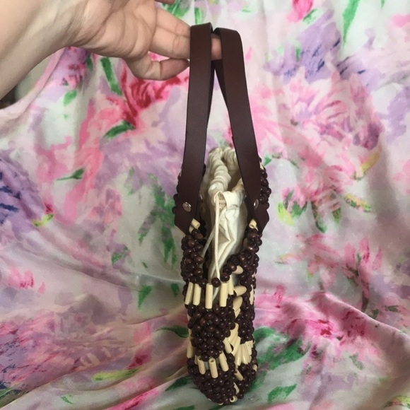 NWOT Studio Collection Beaded Circular Brown & Cream Handbag Purse - Picture 11 of 13